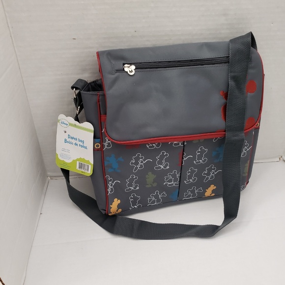 New Disney Mickey Mouse Messenger Diaper Bag Gray Gift Boy Girl - Picture 1 of 8